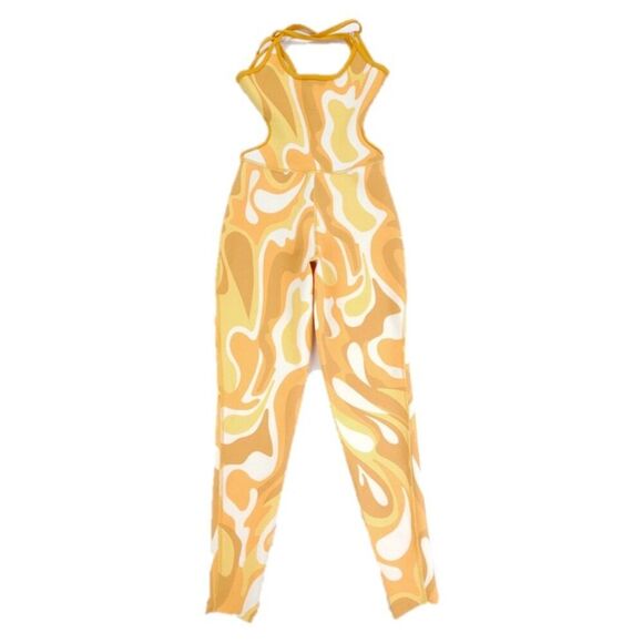 NEW Seea Nazare Surf Bodysuit Solaris 70s Yellow Swirt Tie Dye Swim Jumpsuit XS - Picture 1 of 7
